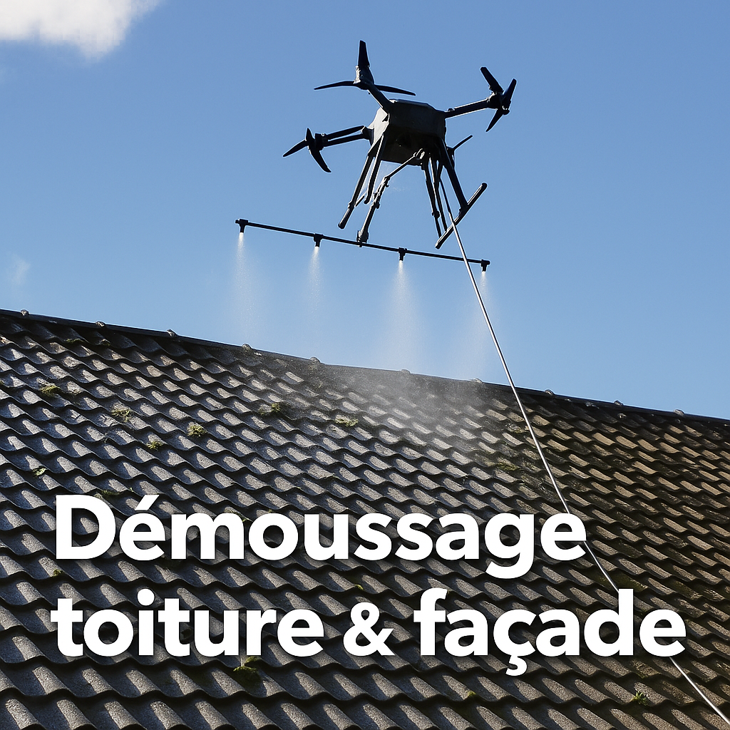 Démoussage toiture par drone
